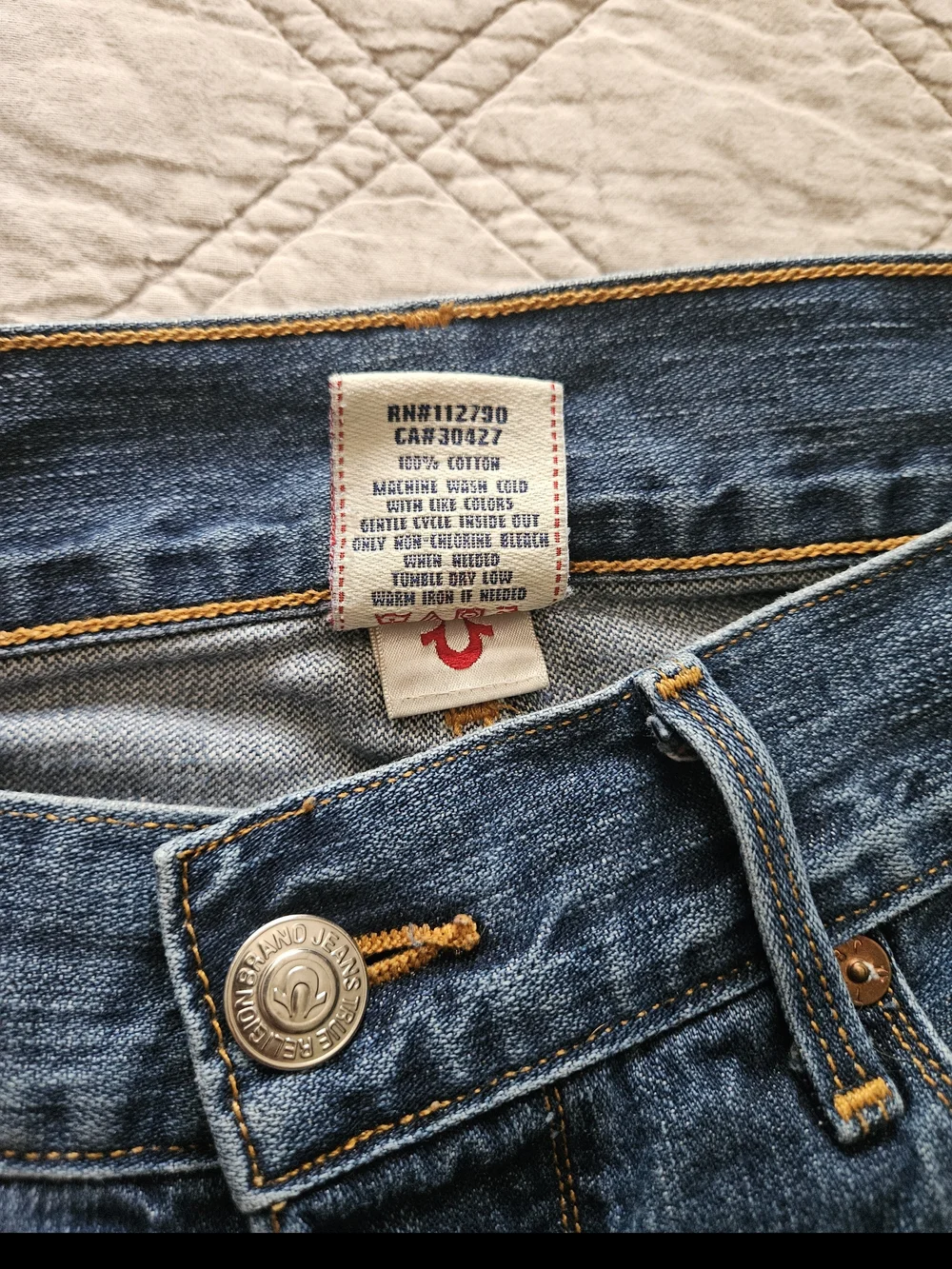 True Religion Men's Bootcut Jeans in Dark Blue Denim